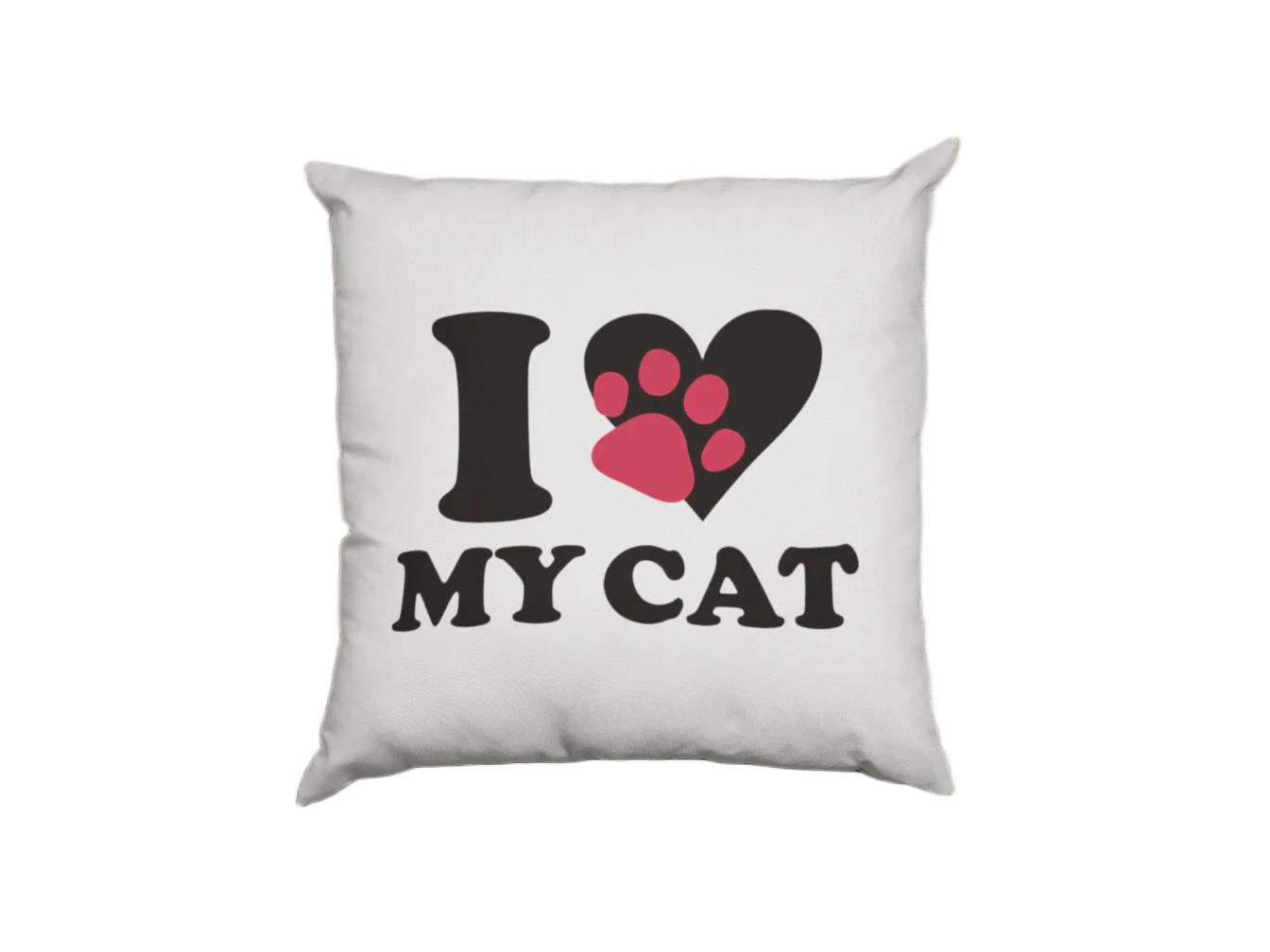 i love my cat black design on white pillowcase