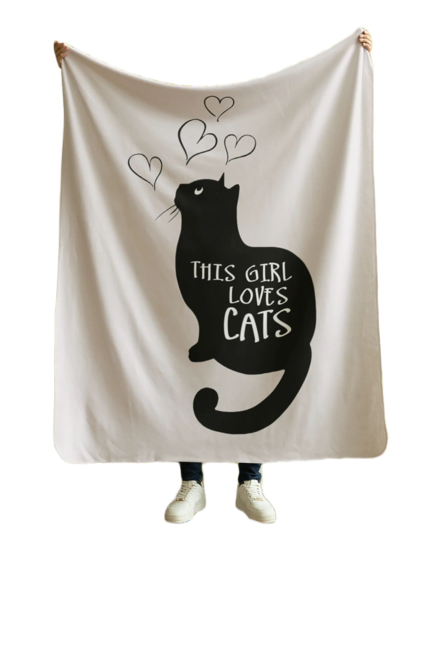 white flannel blanket for black cat lovers
