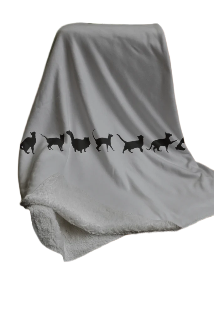 grey flannel blanket for black cat lovers