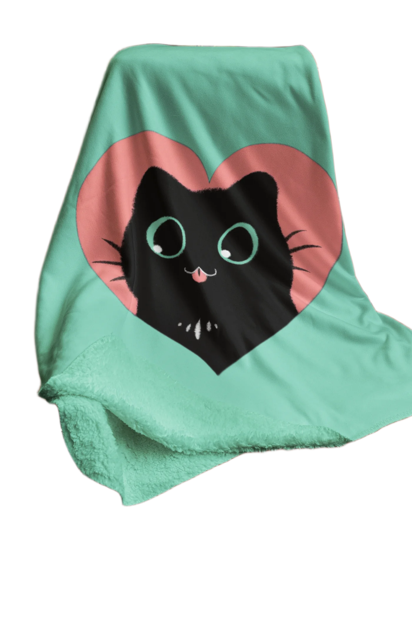 void cat lover green blanket