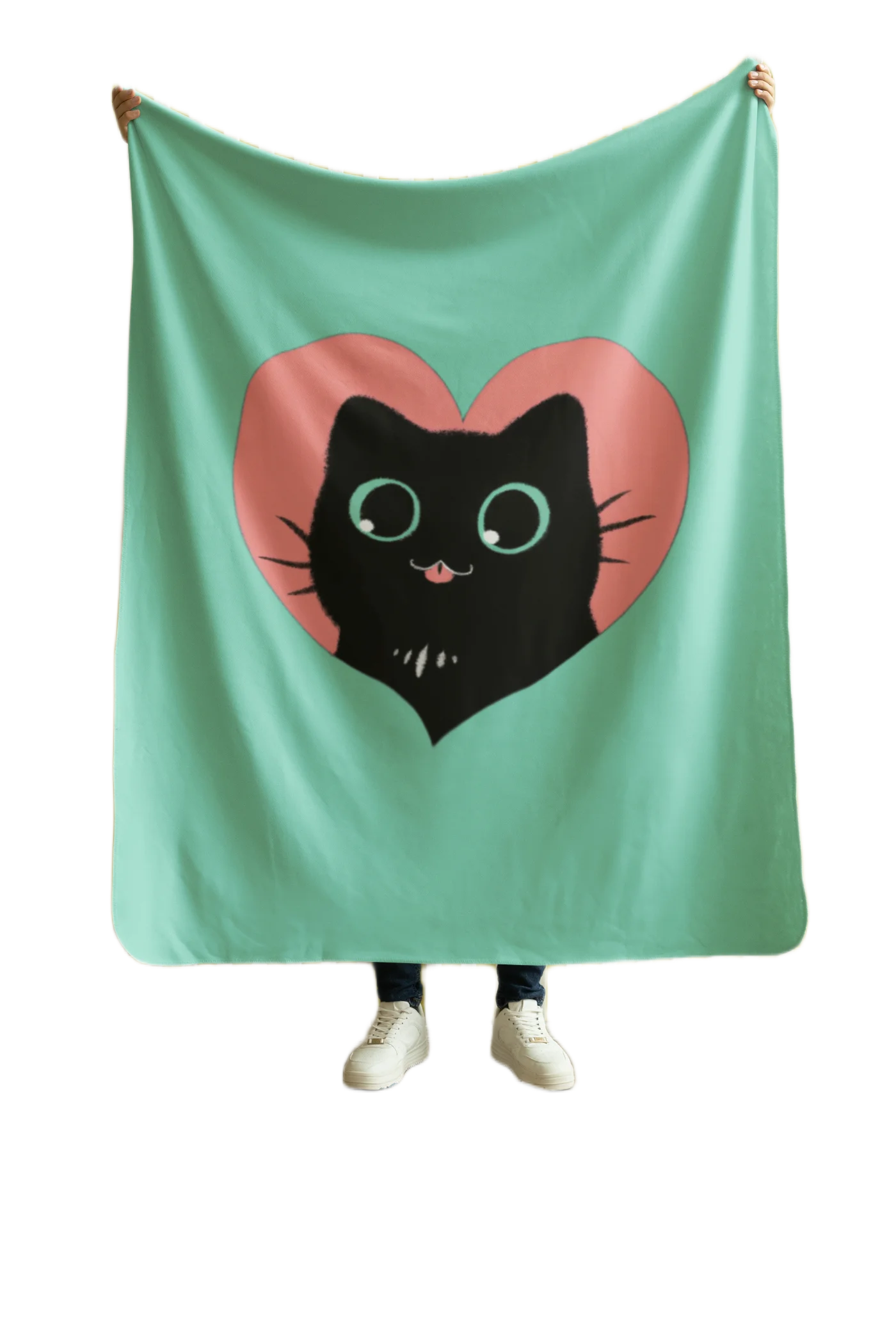 void cat lover green blanket